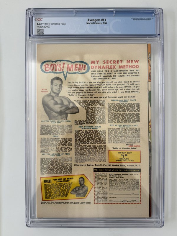 AVENGERS #13 CGC 8.5; Jack Kirby cover; 1st app of Count Nefaria! (1965)