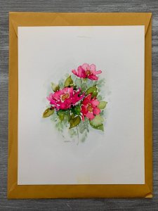 WELCOME BACK Watercolor Pink Flowers 7.5x9.5 Greeting Card Art M94023 w/ 5 Card