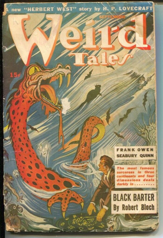 Weird Tales 9/1943- Herbert West- HP Lovecraft-Seabury Quinn-pulp horror