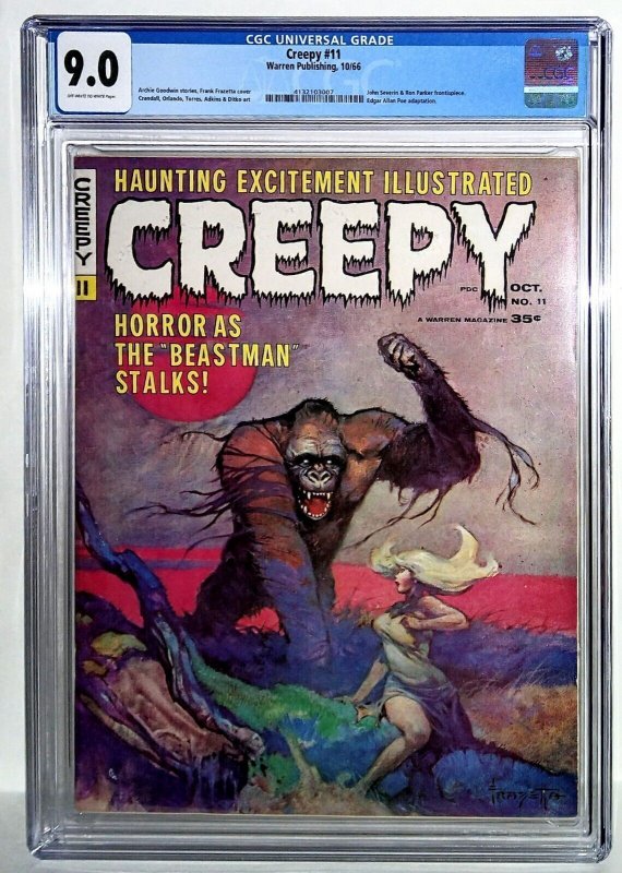 Creepy 11 (1966) CGC 9.0 Very Fine/Near Mint CLASSIC FRANK FRAZETTA COVER *RARE*