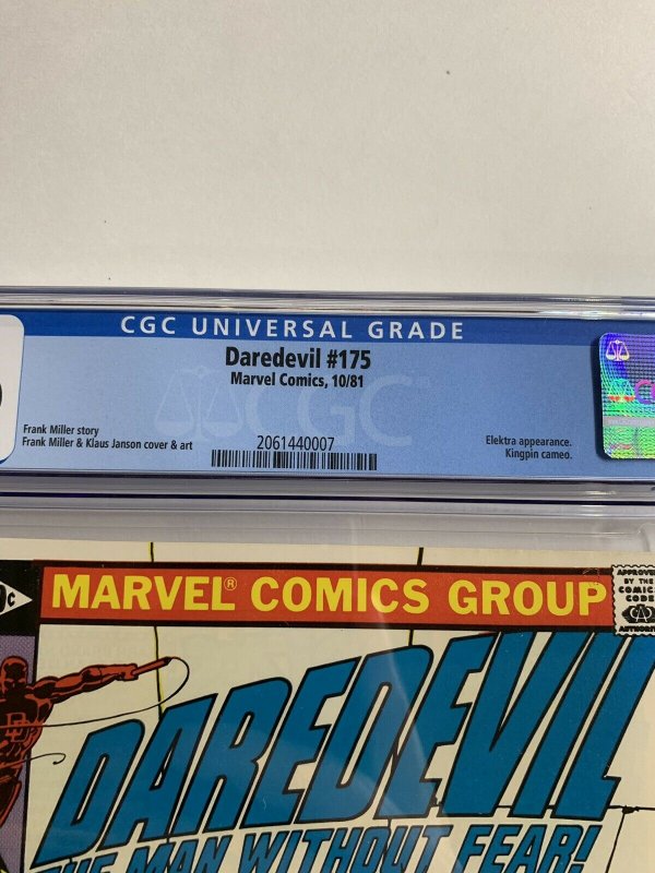 Daredevil 175 Cgc 9.6 Ow/w Pages Frank Miller Marvel 2061440007