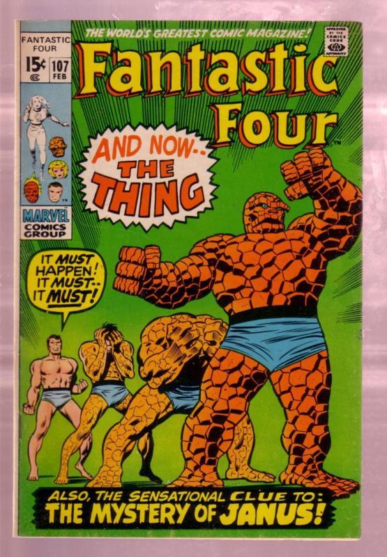 FANTASTIC FOUR #107 1971-THE TORCH-THING TRANSFORMATION VG/FN