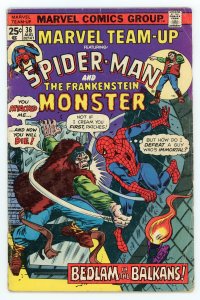 Marvel Team-Up #36 Mark Jewelers Spider-Man Frankenstein's Monster FN