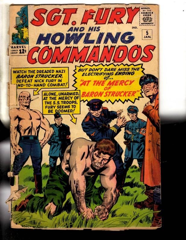 Sgt. Fury & His Howling Commandos # 5 GD- Marvel Comic Book Silver Age J306