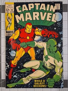 Captain Marvel #14 ?-Iconic cover art by Frank Spring (Marvel Comics June 1969)