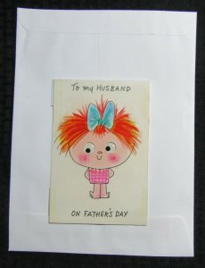 FATHERS DAY Cute Cartoon Girl To My Husband 5x7 Greeting Card Art #FD7679