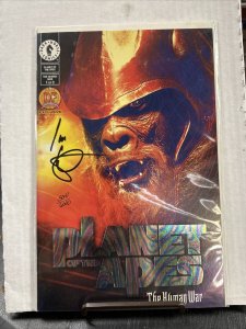 PLANET OF THE APES THE HUMAN WAR #1 DYNAMIC FORCES GOLD LOGO LE signed