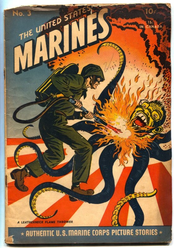 United States Marines #3 1944-Famous Anti Japanese Flamethrower cover Tojo G+