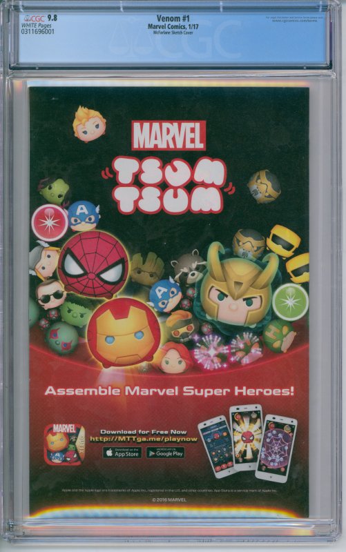 Venom #1 CGC 9.8 Marvel Comics McFarlane Sketch Cover 1st Appearance New Venom