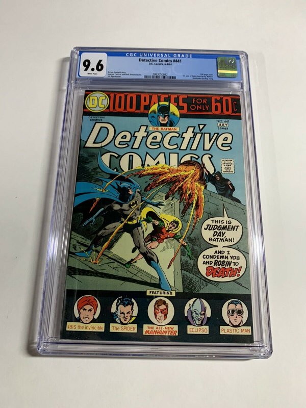 Detective Comics 441 Cgc 9.6  White Pages Dc Comics Batman Bronze