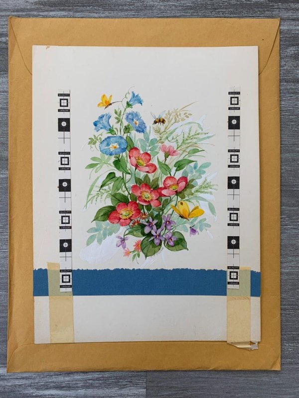 WONDERFUL BIRTHDAY Flowers & Bee 7x9.5 Greeting Card Art B8410 w/ 3 Cards