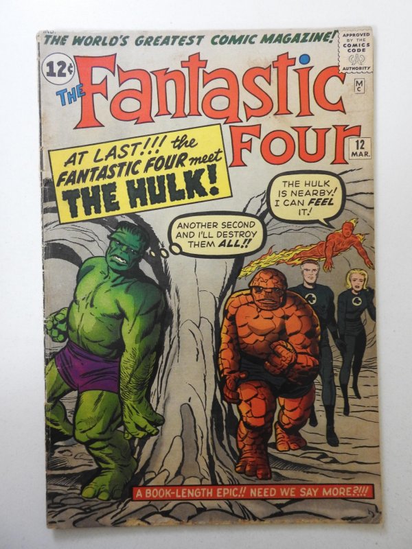 Fantastic Four #12 (1963) VG- Condition! Bug chew bottom front cover