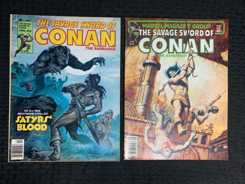 1980/84 SAVAGE SWORD OF CONAN Magazine #51 67 & 98 VG/VG+ LOT of 3