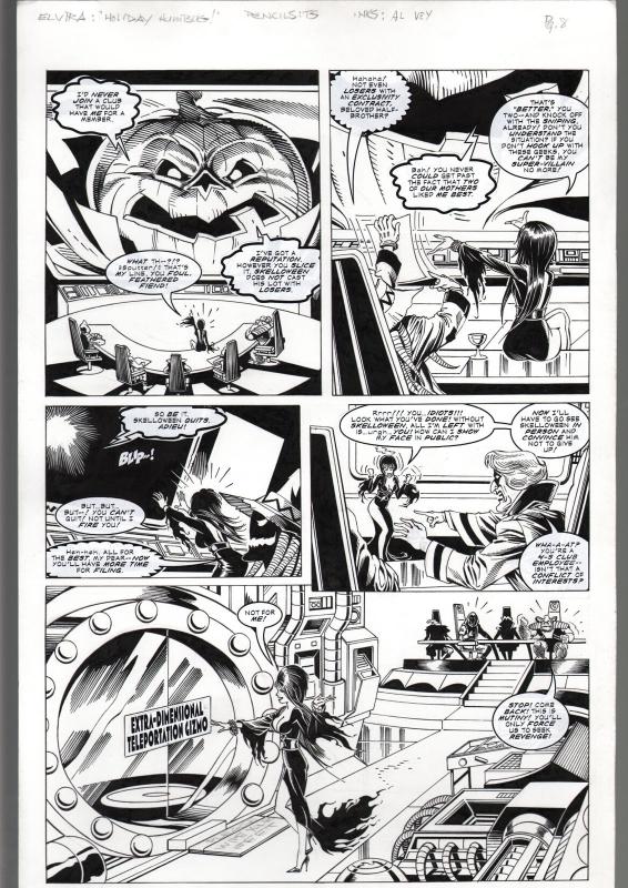 TOD SMITH-ELVIRA #152-HOLIDAY HUMBUG-ORIGINAL ART PAGE 8--QUEEN 'B' PROD FN