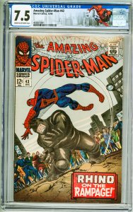 The Amazing Spider-Man #43 (1966) CGC 7.5! Cream to OW Pages