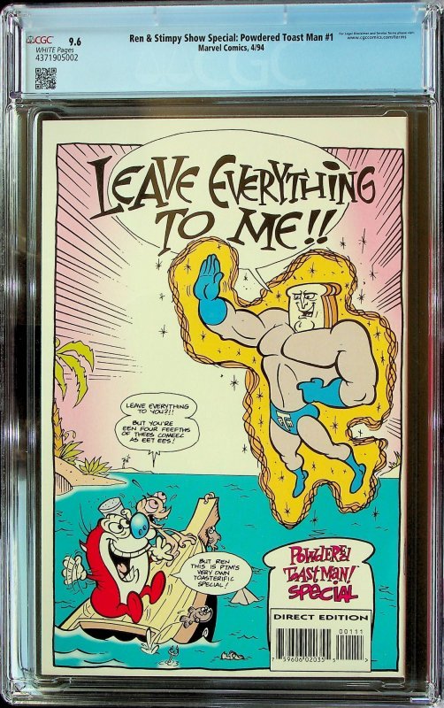 The Ren & Stimpy Show: Powdered Toast Man (1994) - CGC 9.6 - Cert#4371905002