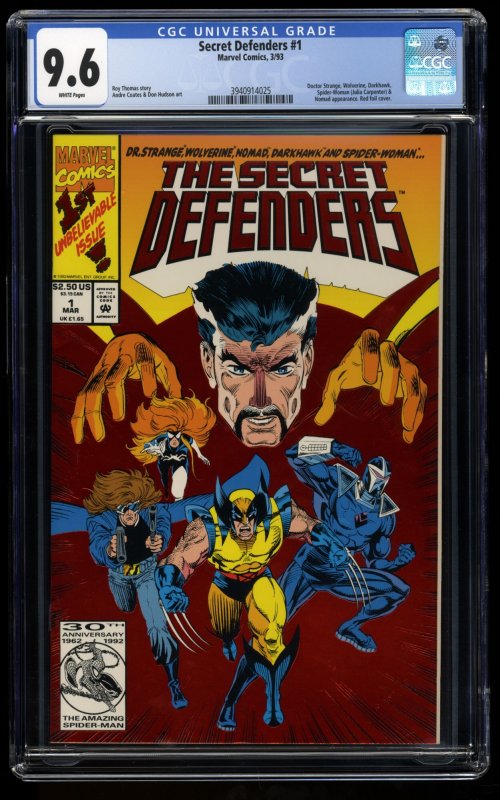 Secret Defenders #1 CGC NM+ 9.6 White Pages