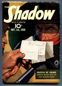 PULP:  SHADOW 1939 Oct 1-high grade- STREET AND SMITH-RARE PULP vf-