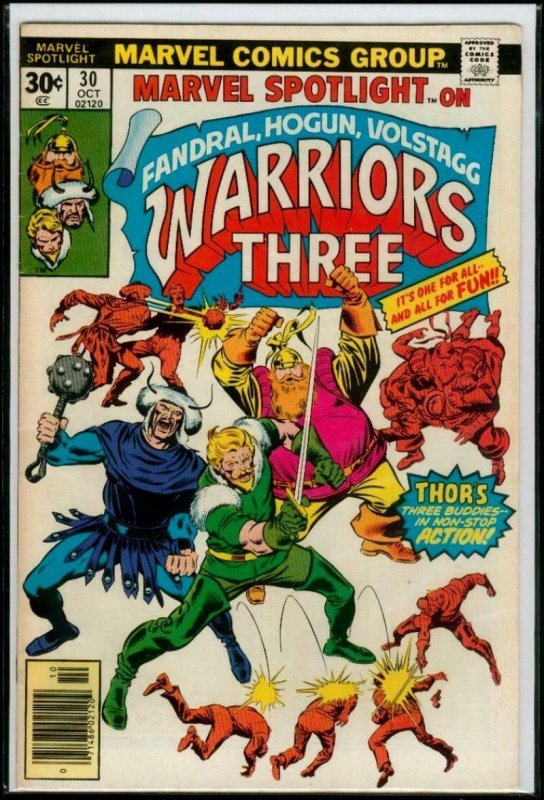 MARVEL SPOTLIGHT #30, FN, Warriors Three,Thor Buddies,Hogun, Volstagg, 1971 1976 