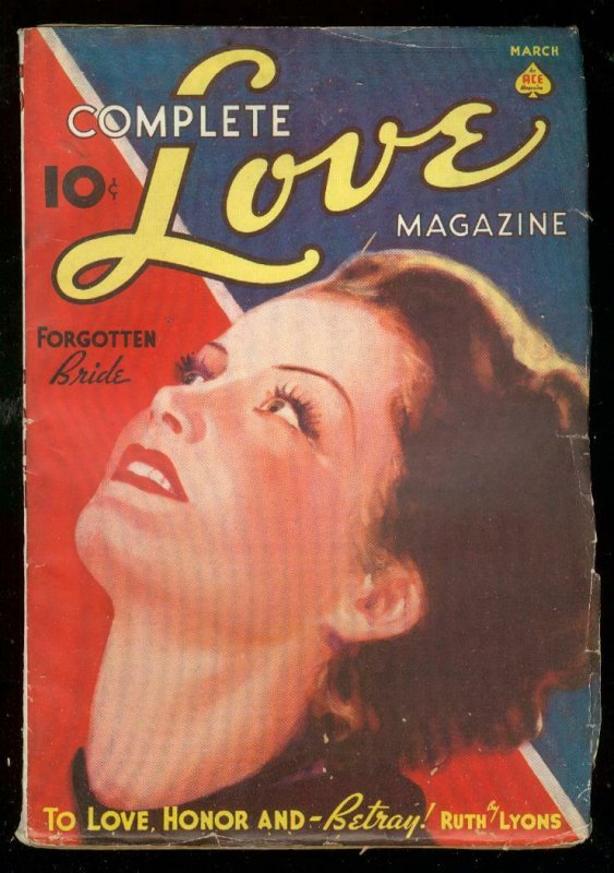 COMPLETE LOVE PULP MAGAZINE #1 MARCH 1938 PIN-UP COVER VG/FN 