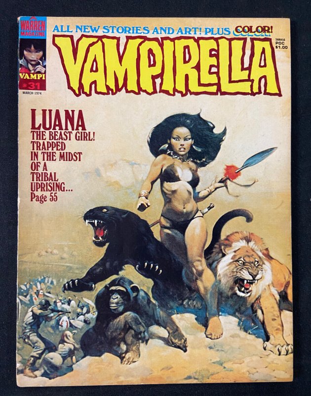 MARCH 1974 VAMPIRELLA #31 FN+ LUANA BEAST GIRL COVER  BY FRANK FRAZETTA