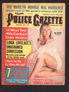 MAG: National Police Gazette 1/1975-Una Schmidt pin-up cover-Linda Lovelace C...