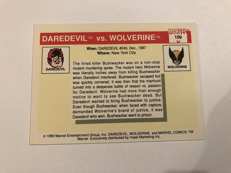 DAREDEVIL VS. WOLVERINE #109 : 1990 Marvel Universe Series 1 card, NM/M