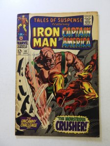 Tales of Suspense #91 (1967) FR/GD condition piece missing ad page