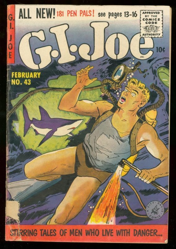 G.I. JOE #43 ZIFF DAVIS 1956 SHARK COVER WAR ISSUE G/VG