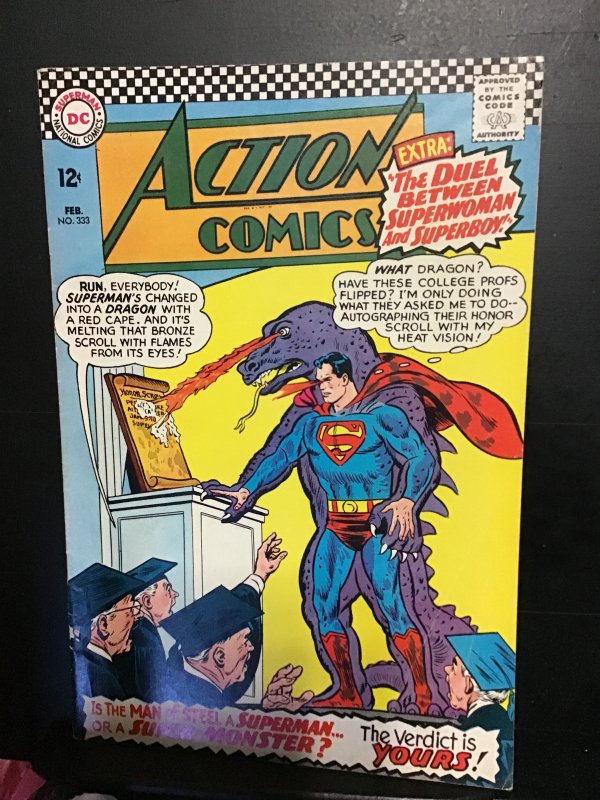 Action Comics #333  (1966) Superman as dragon! Superboy vs. Supergirl key! FN