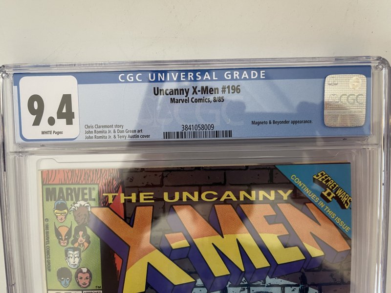 UNCANNY X-MEN #196 CGC 9.4 Newsstand -  MAGNETO AND BEYONDER APPEARANCE