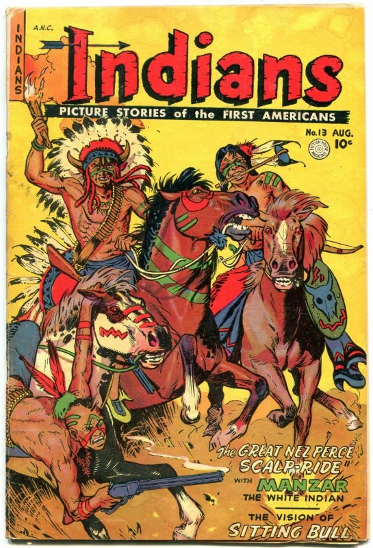 INDIANS  #13 1952-MANZAR-LONE WOLF-Golden Age Fiction House Western G/VG