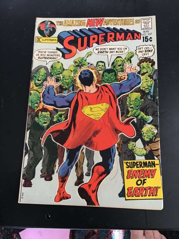 Superman #237 (1971) Neal Adams plague cover! Mid-High-Grade! FN/VF Wow!