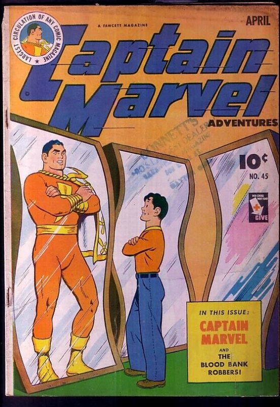 CAPTAIN MARVEL ADVENTURES #45-MR. MIND-FAWCETT-RARE VG