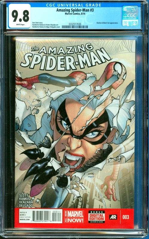 Amazing Spider-Man #3 CGC Graded 9.8 Electro & Black Cat appearance