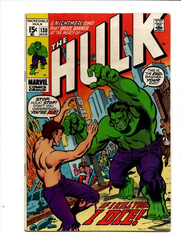 Incredible Hulk # 130 VF Marvel Comic Book Iron Man Captain America Thor BJ1