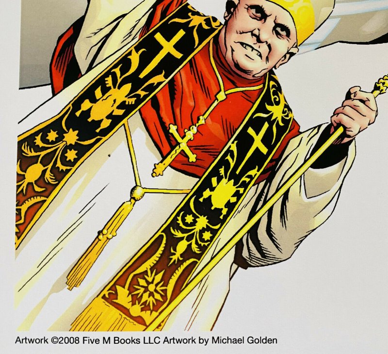 MICHAEL GOLDEN WITH POPE 11x17 ART PRINT 2008 NAKED FAT RAVE SDCC Portfolio