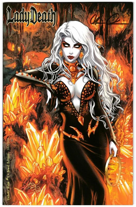 Lady Death Unholy Ruin #1 Jewel Edition Signed w/COA #182/300 (2017) NM