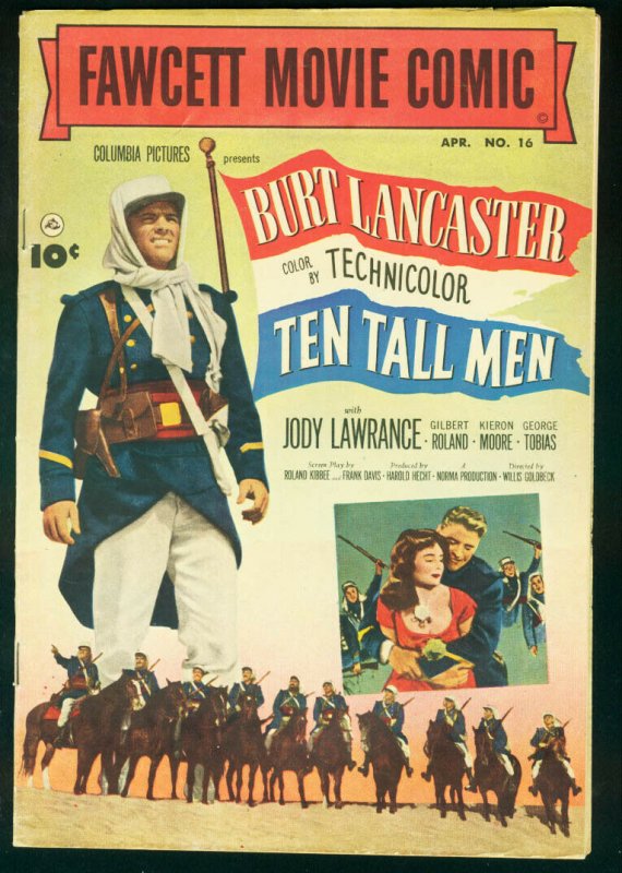 FAWCETT MOVIE COMIC-TEN TALL MEN-BURT LANCASTER-1952 VF 