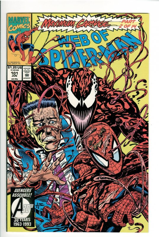 MAXIMUM CARNAGE PART 2-WEB OF SPIDERMAN 101 NM 9.6-9.8