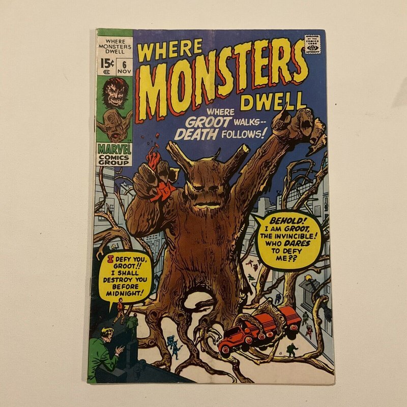 Where Monsters Dwell 6 Fine- Fn- 5.5 First Groot Reprint Marvel