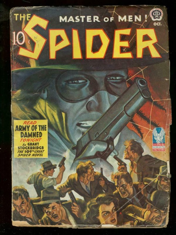 THE SPIDER OCT 1942 ARMY OF THE DAMNED STOCKBRIDGE PULP VG- 