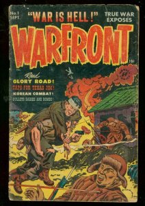 WARFRONT #1 1951-HARVEY COMICS-BRUTAL COMBAT COVER G