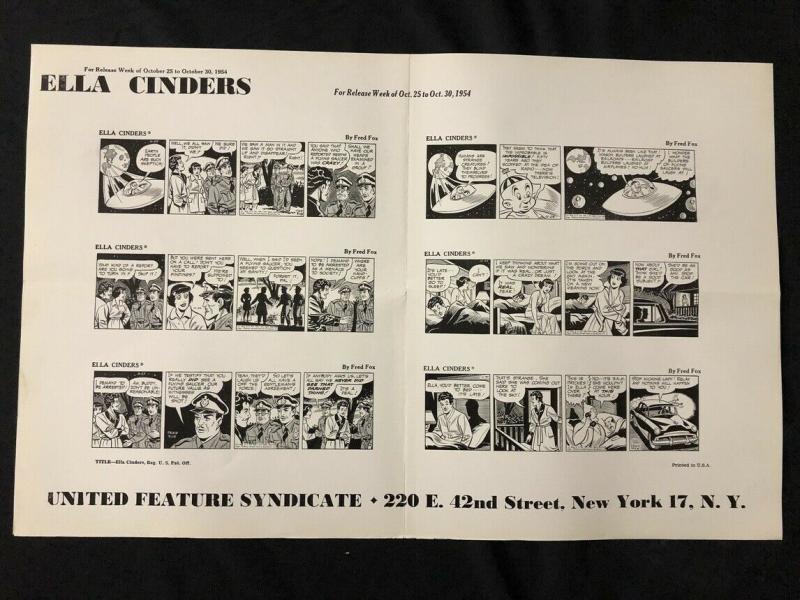 Ella Cinders Newspaper Comic Dailies Proof Sheet 10/25/54