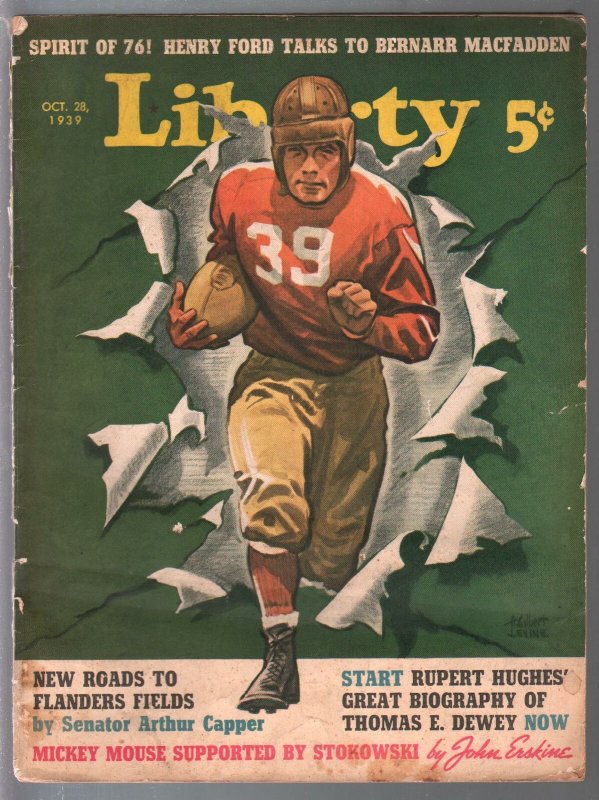 Liberty 10/28/1939-football cover-Henry Ford-FBI pulp story-Kellogg's All Bra...