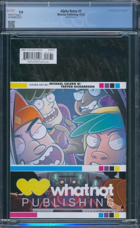 Aplha Betas 3 CGC 9.8 Contra Nintendo NES Video Game Homage Cover C Whatnot 2022