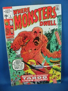 WHERE MONSTERS DWELL 5  VG+ 1970