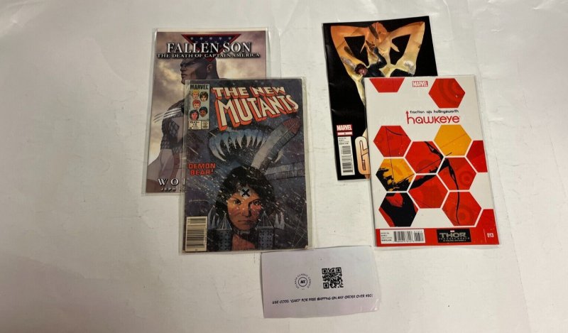 4 Marvel Comics New Mutants 18 Hawkeye 18 Gambit 2 Fallen Son Wolverine 80 JW37