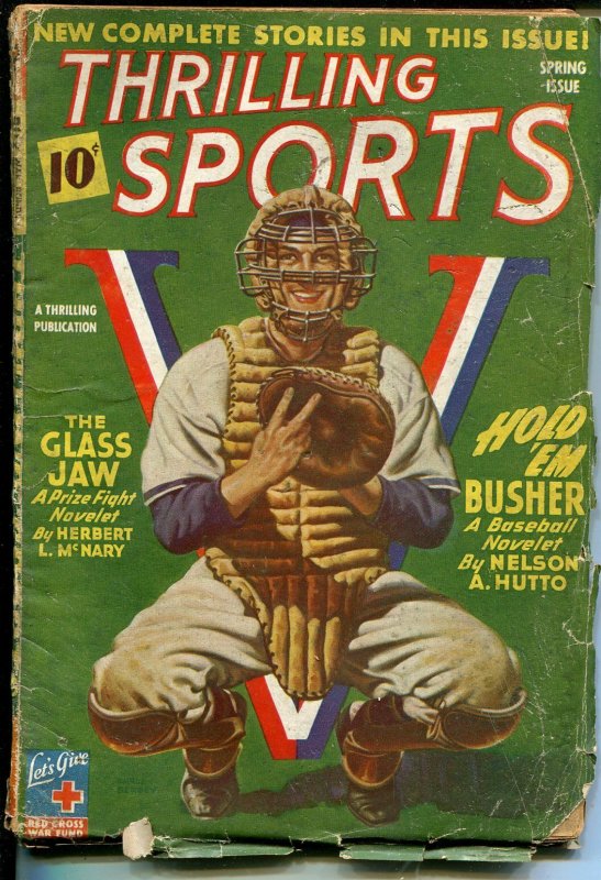 Thrilling Sports 4/1944-V for Victory cover-baseball-hockey-WWII era-boxing-G+