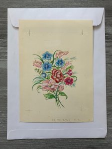 MOTHERS DAY Red Blue Pink Flowers & Bellflowers 7x9.5 Greeting Card Art MD7524